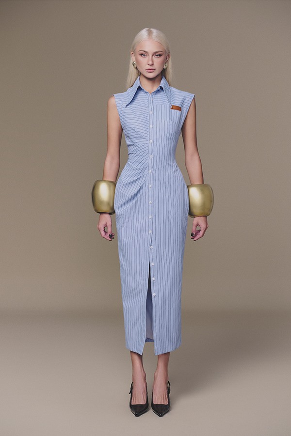 Dorah Satin Stripped Shirt Dress